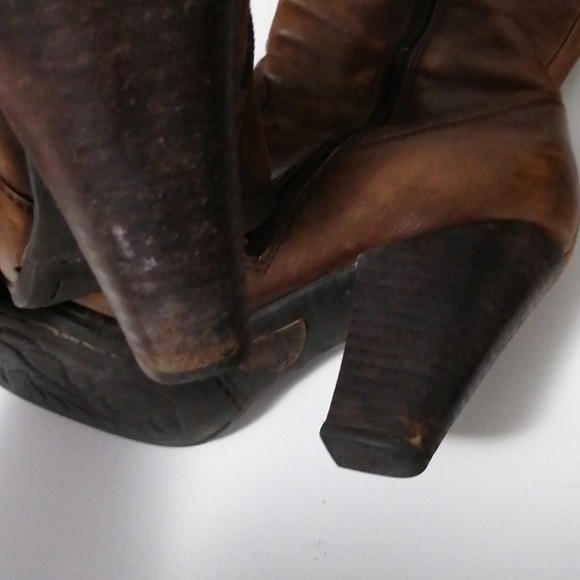 Women's Knee-High Brown Leather Boots 2" heel - Picture 8 of 8